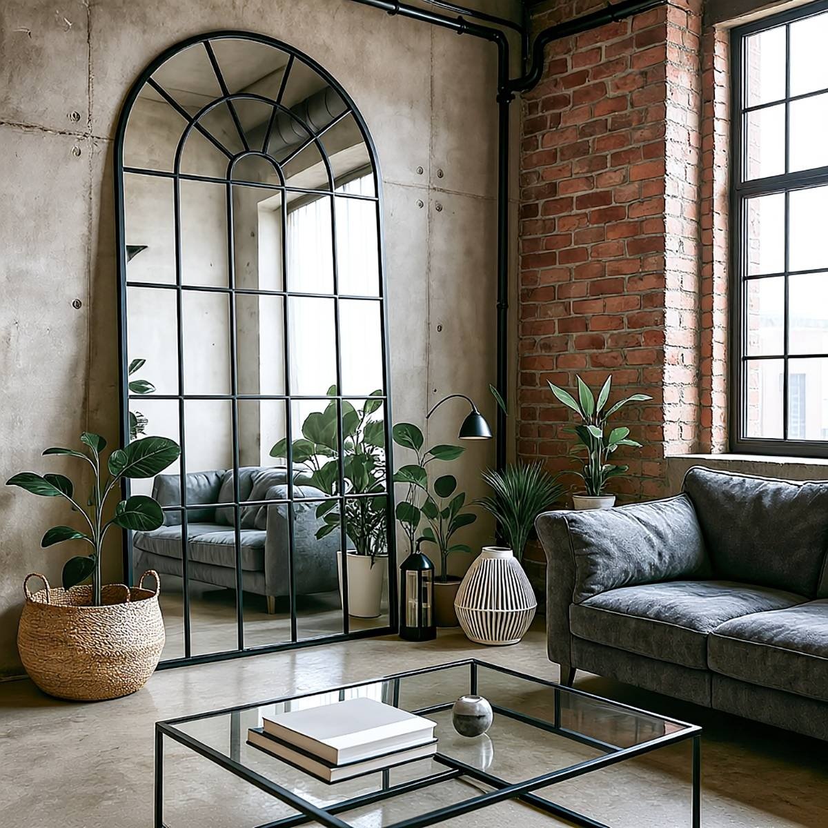 Classic Arch Pane  – Industrial Arched Window Mirror