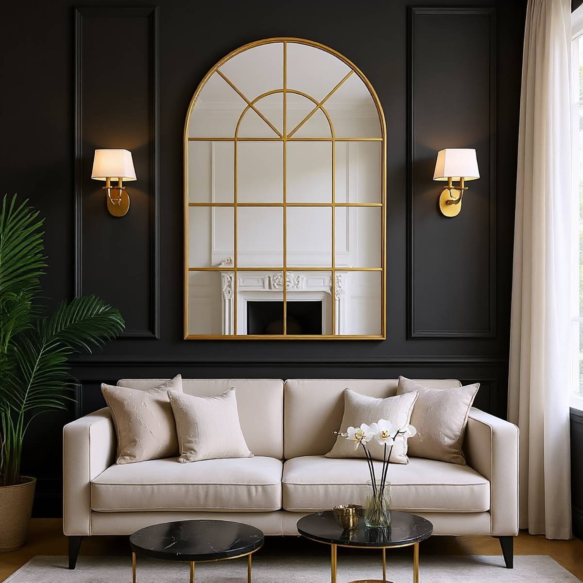 Classic Arch Pane  – Industrial Arched Window Mirror