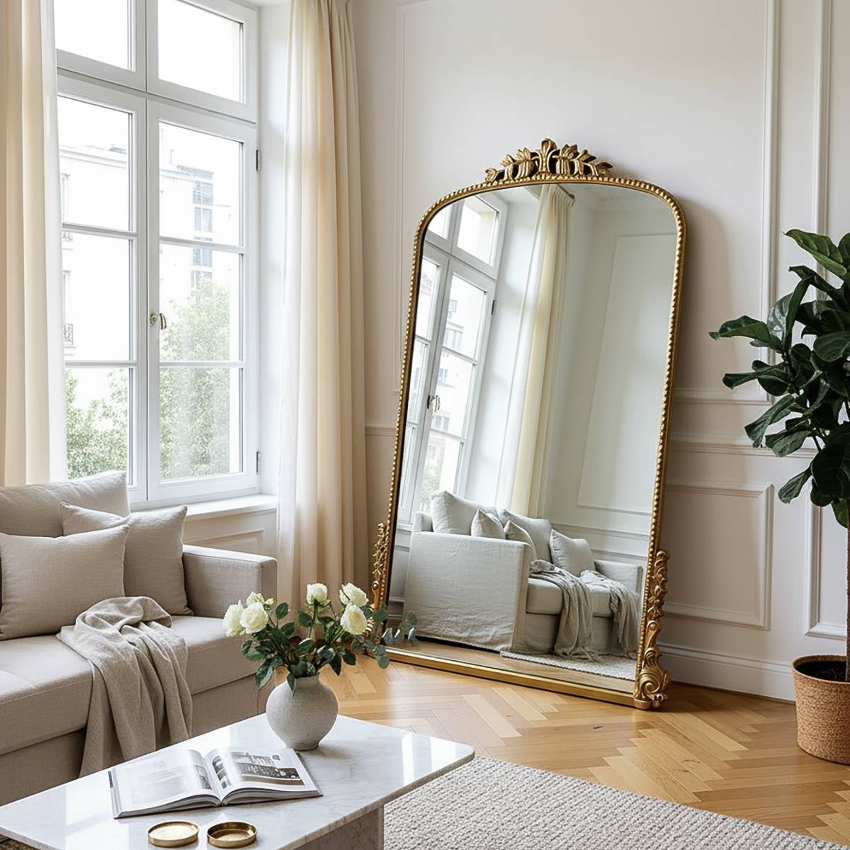 Eleanor Vintage - Ornate Full Length Wall Mirror