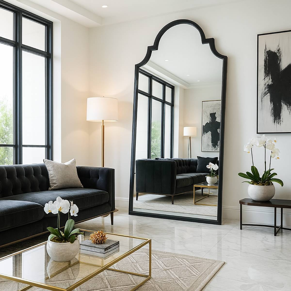 Noir Reflection – Full Length Arched Mirror