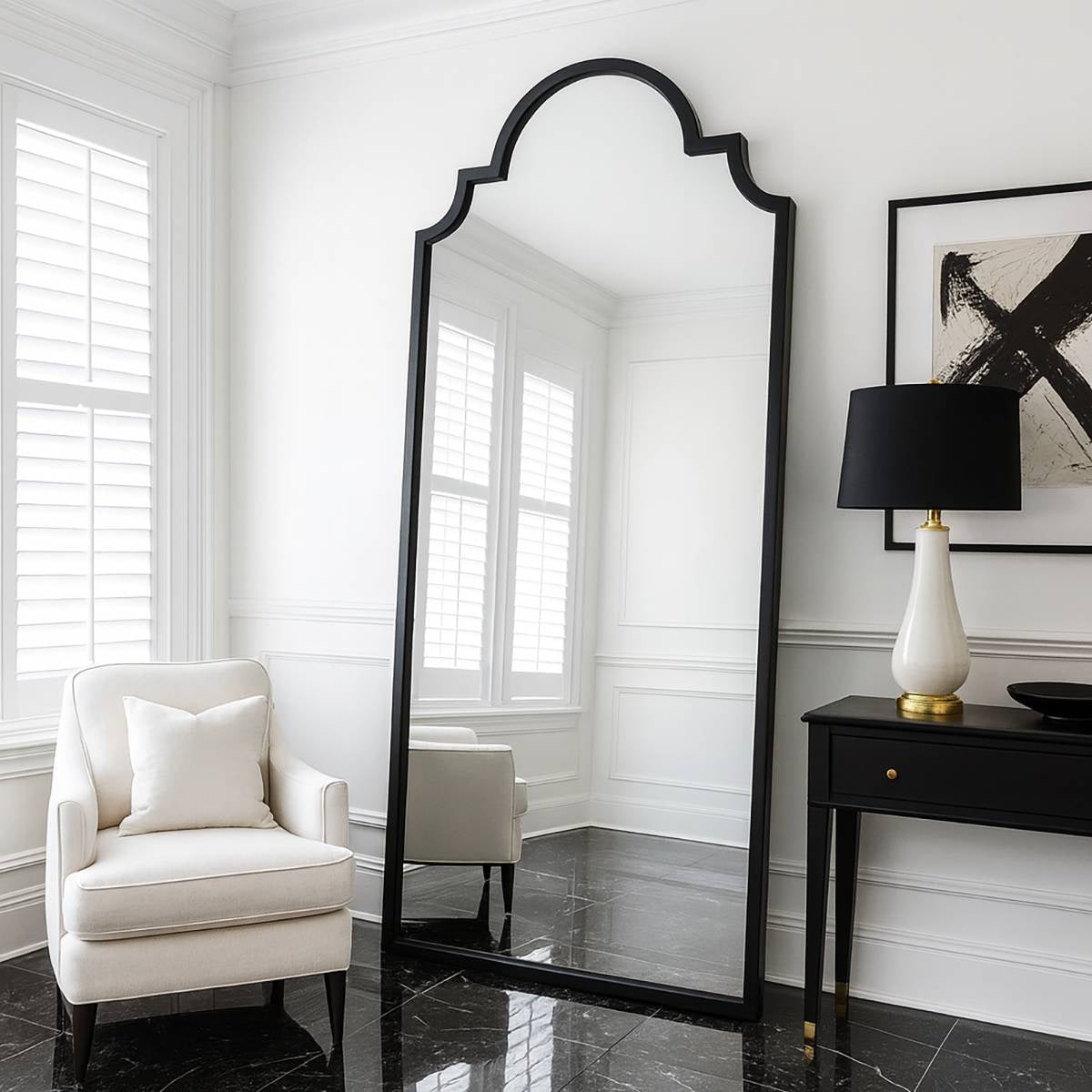 Noir Reflection – Full Length Arched Mirror