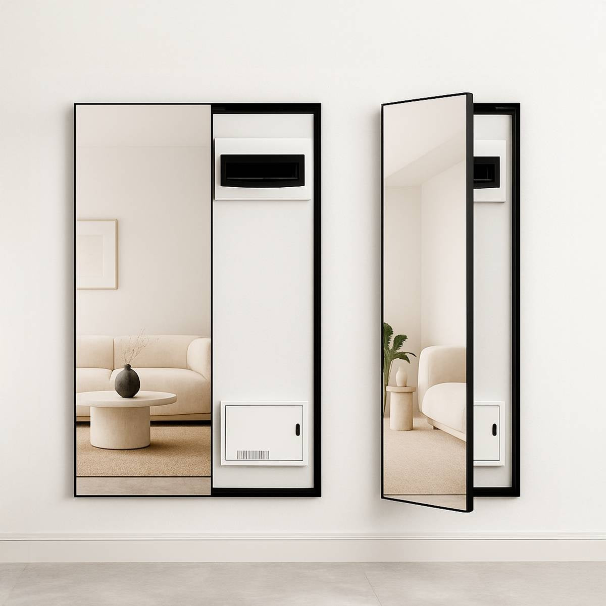 Novo Concealable – Modern Sliding Wall Mirror