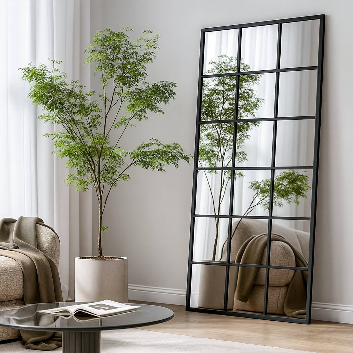 Urban Grid Rectangle  – Arched Floor Mirror