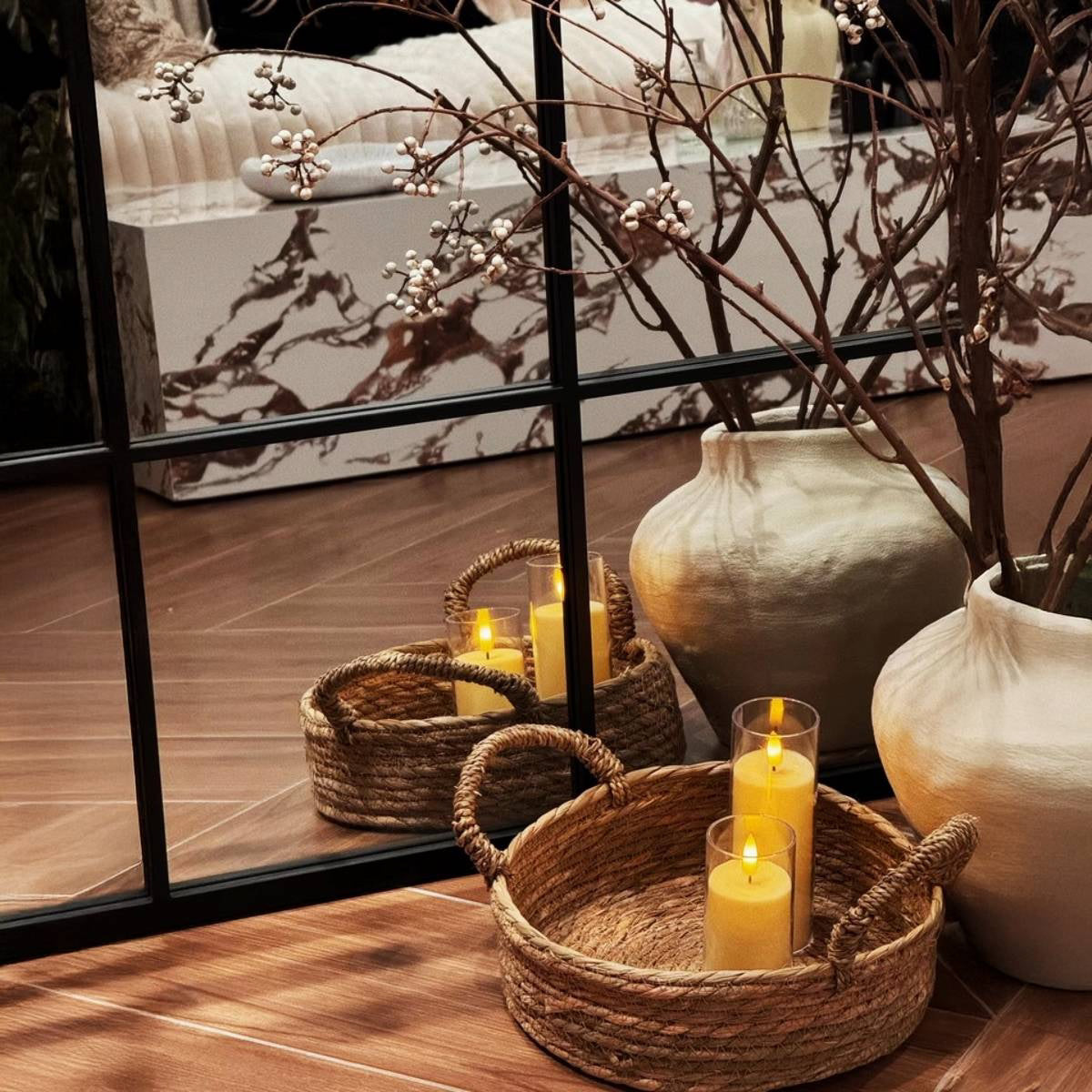 Urban Grid Rectangle  – Arched Floor Mirror