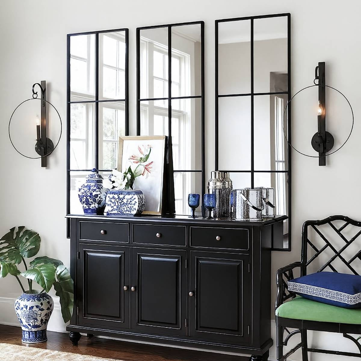 Urban Grid Rectangle  – Arched Floor Mirror