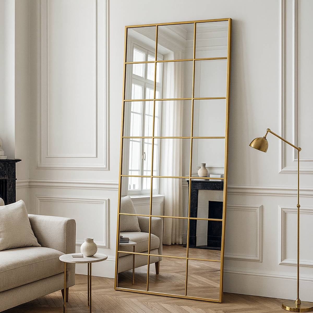 Urban Grid Rectangle  – Arched Floor Mirror