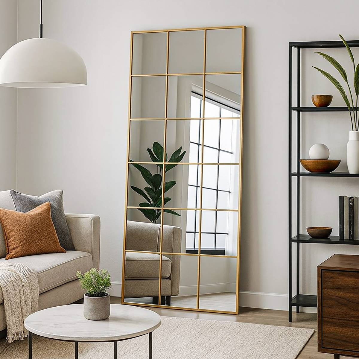 Urban Grid Rectangle  – Arched Floor Mirror